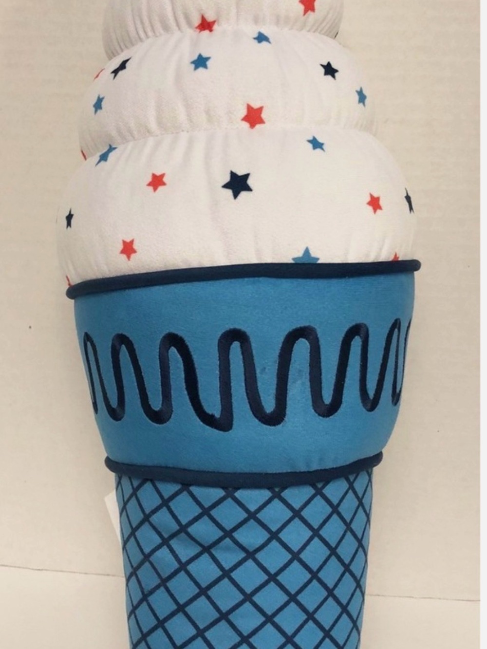 Blue Ice Cream Cone Plush with Star-Patterned Top